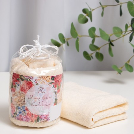 Towel Gift Ethel "Bright Paints" Vanilla color, 50x90cm, 100% cotton, 340 g/m2