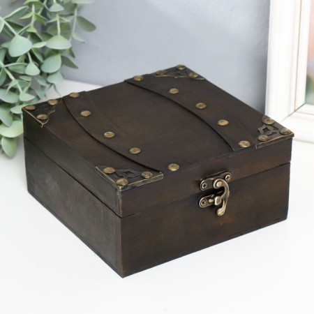 Casket wood chest "Mira" with rivets, brown 15x15x7.5 cm