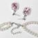 Set 2 objects: earrings, Katrin's necklace pink insert, white color in silver, 45 cm