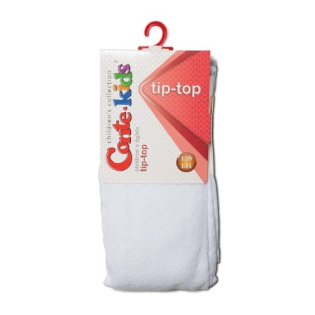 Pantyhose children's cotton CONTE KIDS TIP-Top, height 128-134 cm, white color-1