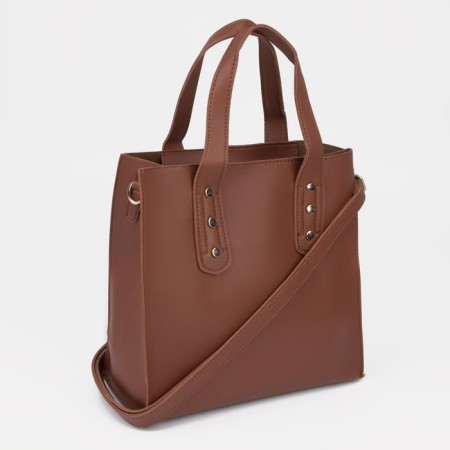 Bag Women's Tout with zipper, brown color-1