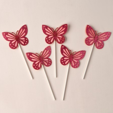 Set for decoration "Brilling butterflies", set of 5 pcs., Pink color-1