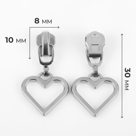 Automatic castle for metal zippers, No. 3, decorative, 10 pcs, Nickel color-1