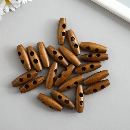 Buttons wood for creativity 2 punctures "cylinder" set 20 pcs 4x1.1x1.1 cm-1
