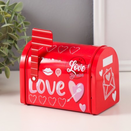 Casket metal mailbox "Love" red 13.3x8x9.5 cm