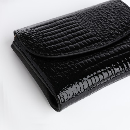 Women's wallet on a magnet, black color-3