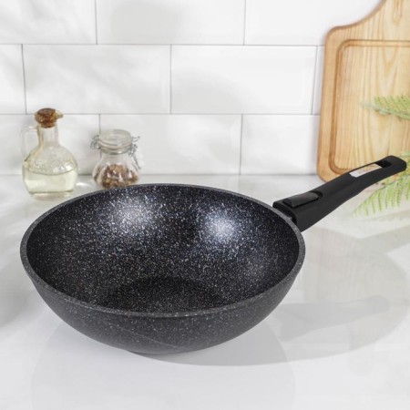 Granite Star pan, d = 28 cm, removable handle, anti -stick coating, black color