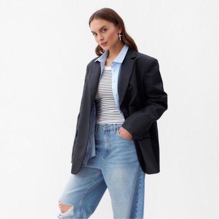 Women's jacket with a cut on the back mist size Xs/s, dark gray color-3