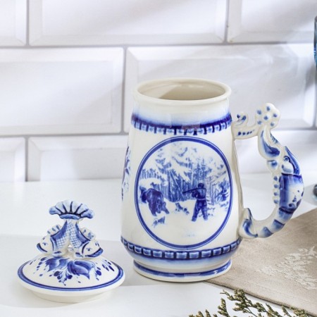 Beer mug "Genre. Hunting", Gzhel-9