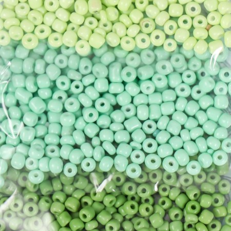 Round beads 6/0 "Green Palette" 5 colors x 20 g 20x8x0.7 cm-1