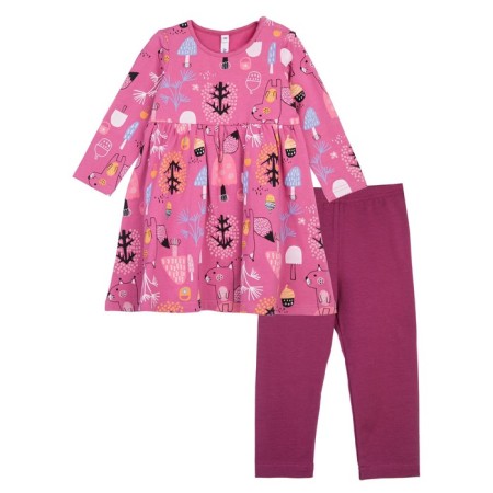 Kit for girls: dress, leggings, height 80 cm-5