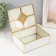 Casket glass, leatherette with a metal frame "East pattern" White 14.6x18.6x7 cm