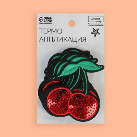 Thermal appliance "cherries", with sequins, 7.6 × 6.6 cm, red color-4