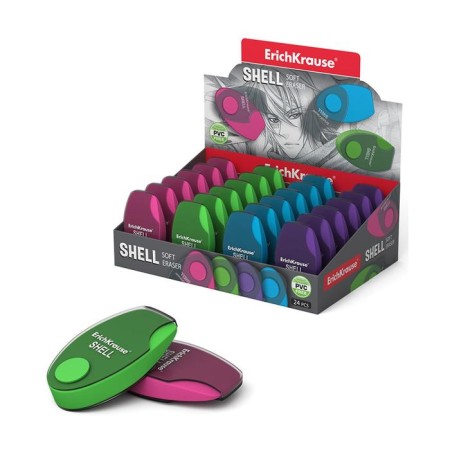 Eraser in the plastic case Erichkrause Shell, soft, hypoallergenic, mix