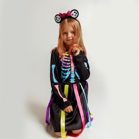 Carnival set "Rainbow skeleton", dress and rim, p. S.-4