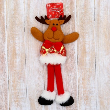 Soft suspension "Deer in a shiny suit, long legs" 8x26 cm, red-1