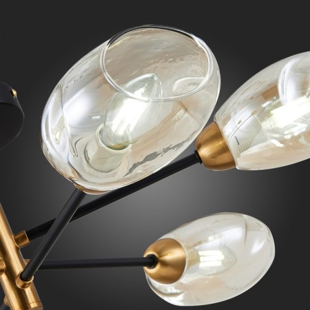 Ceiling EVOLUCE lamp. Sle155502-06. Gloa. 6x40 watts, E14, 68x68x22 cm, black color, brass-7