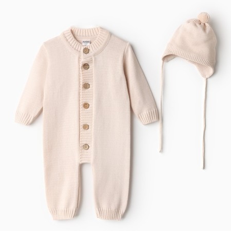 Combine Children's Knitted Minaku, height 56-62, beige color-7