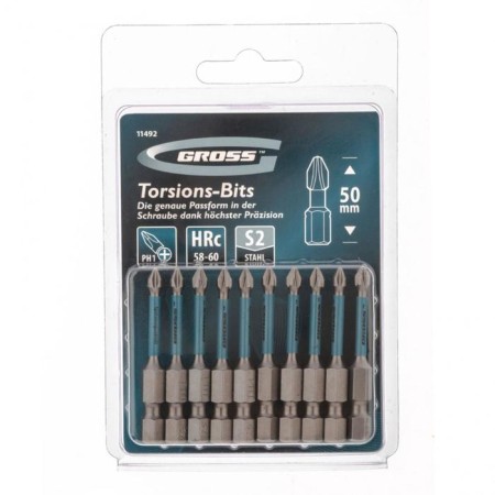 Набор бит торсионных Gross 11492, сталь S2, PH1 х 50 мм, 1/4", 10 шт.-2
