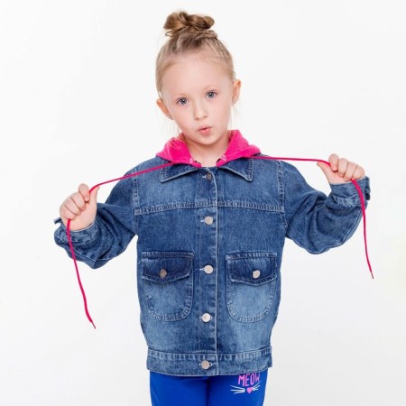 Denim jacket for girls, blue color, height 116 cm-2