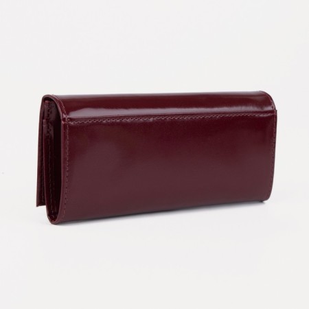 Women's wallet on the button, burgundy color-1