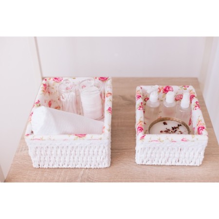 Set of storage baskets, manual weaving, 3 pcs: from 19 × 13 × 8 cm to 26 × 20 × 11 cm, white color-9