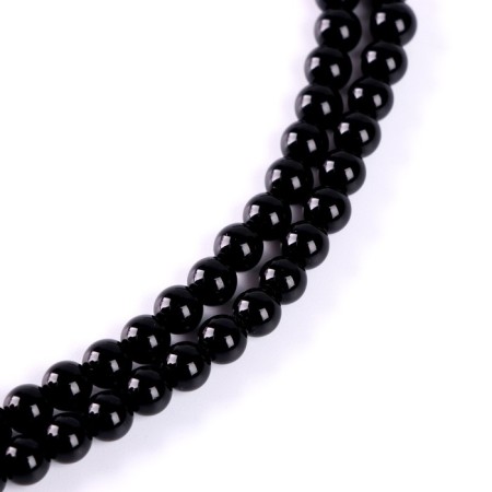 Beads made of natural stone "Black Agat" set 60 pcs., Size 1 pc. - 6 mm
