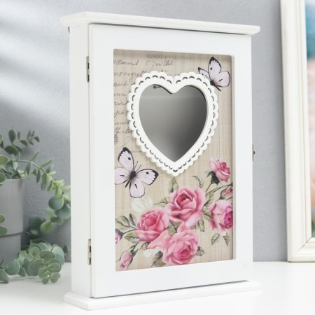 Klyuchnitsa tree 6 hooks "Rose. Butterfly. Heart" 29.5x22x6 cm-1