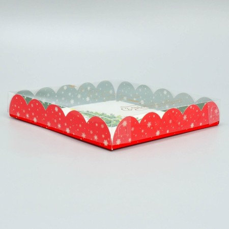 Box for confectionery products with PVC “Happy New Year!”, Christmas tree, 18 x 3 cm, New Year-2