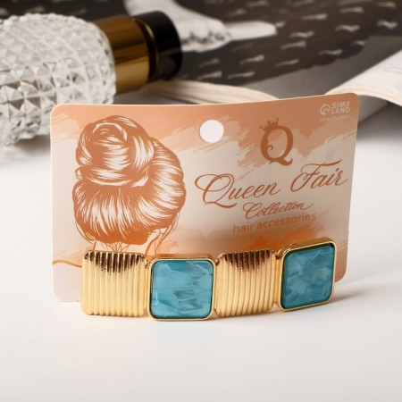 Hair hair clip "Irma" 8 cm, golden blue-2