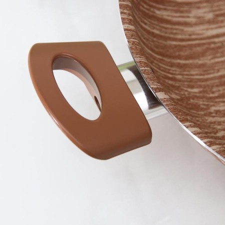 Kazan kantry, 4 l, d = 28 cm, glass cover, plastic handles, anti -stick coating, brown color-3