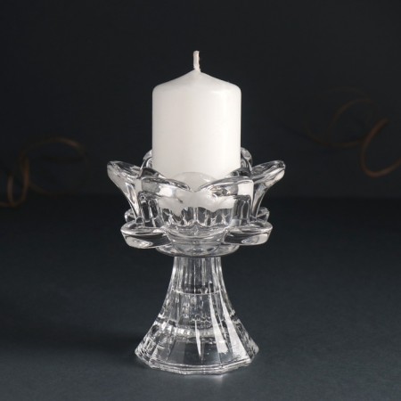Glass Glass per 1 candle d = 3 cm "Bun Rose" transparent 8.2x8.2x9 cm