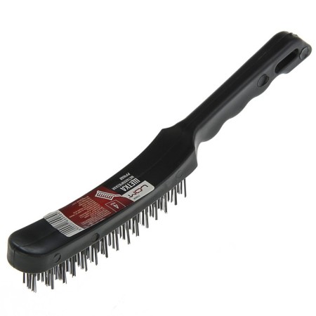 Metallic manual scrap brush, plastic handle, 4-row