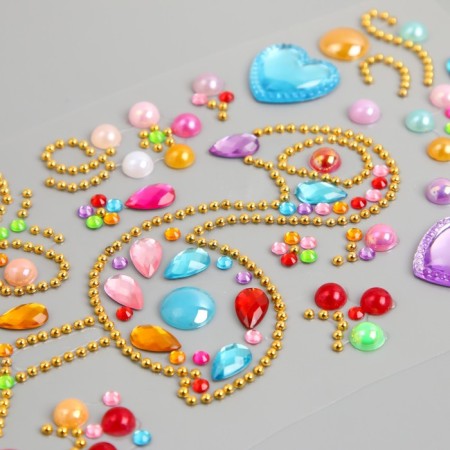 Decorative jewelry from rhinestones "Flamingo and hearts"-1