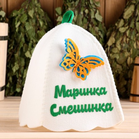 Bath cap with an applique "Marinka-Meter"