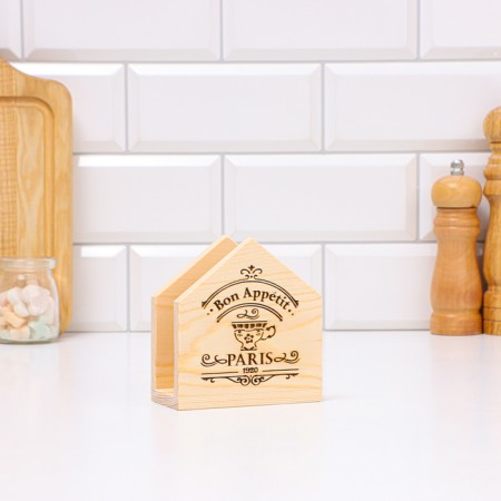 Bon Appetit napkin, 10 x 5 x 10.5, wood, light-2