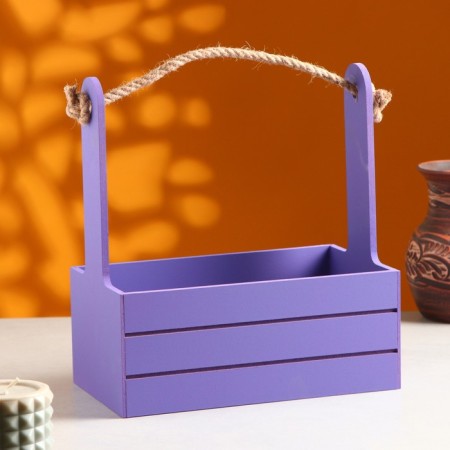 Wooden Kashpo 25.5 × 15 × 30 cm "AROMA", handle rope, purple