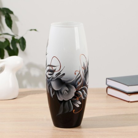 Vase "Black and white rose" D-7.5x11x26 cm-1
