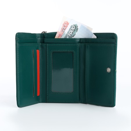 Women's wallet on the button, green color-5