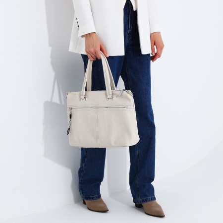 Luggage bag on lightning, 2 outer pockets, beige color-7