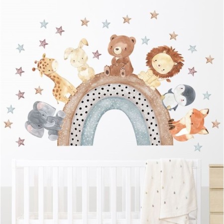 Stick plastic interior color "animals on the rainbow" set 2 sheets 30x60 cm