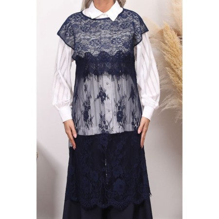 Women's tunic, size 48, blue color-11