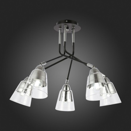 Ceiling EVOLUCE lamp. Sle102902-05. Lirino. 5x40 watts, E27, 54x54x44 cm, black color, chrome-1