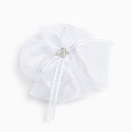 Outlet. Bant for hair on elastic band, white, 13x15 cm, kitty Marie-2