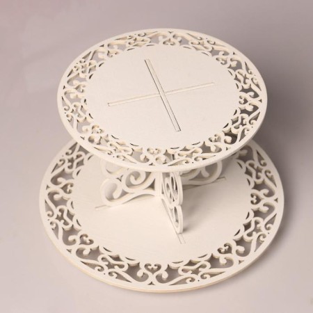 Cake stand, 2-tier, wood, collapsible, h = 15 cm, d = 19.24 cm-1