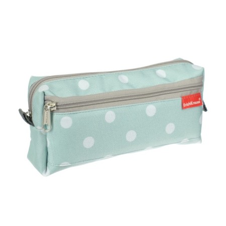 The pencil case is soft, 2 compartments, volumetric, 100 x 210 x 50 mm, Erich Krause, Dots in Mint, Mint 52288