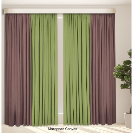Set of curtains "Canvas", size 200x270 cm, 2 pcs, dusty rose, olive-1