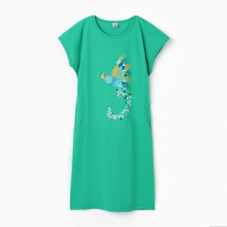 Homemade tunika "Bird abstraction", green color, rn 54
