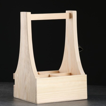 A box for a beer 19 × 18 × 30 cm with an opener, under 4 bottles, wooden-1