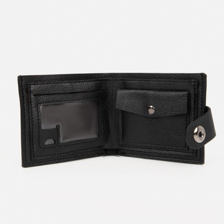 Male purse for magnet, department for bills, for maps, for coins, black color-2